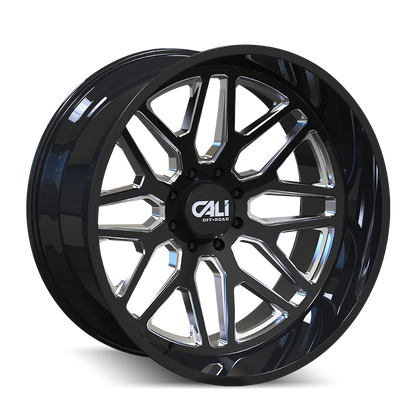 CALI OFF-ROAD INVADER 9115 20X10 -25 5x150 GLOSS BLACK/MILLED SPOKES