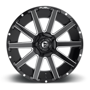 Fuel Contra D615 22x12 -44 8x180 Gloss Black and Milled
