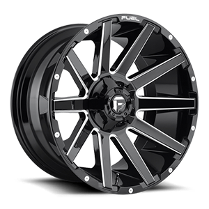 Fuel Contra D615 22x12 -44 8x180 Gloss Black and Milled