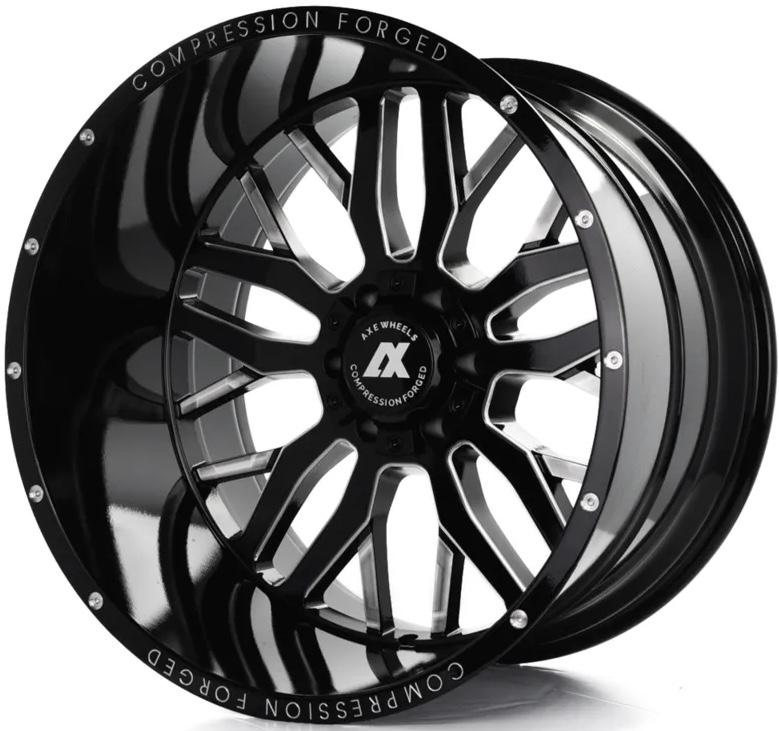 AXE Compression Forged Off-Road AX1.0 24x12 -44 5x127 (5x5)/5x139.7 (5x5.5) Gloss Black Milled