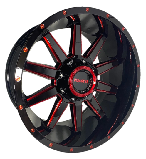 Offroad Disaster D04 20x10 -12 6x135/6x139.7 Gloss Black Candy Red Milled