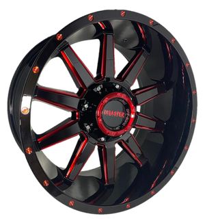 Offroad Disaster D04 20x10 -12 6x135/6x139.7 Gloss Black Candy Red Milled