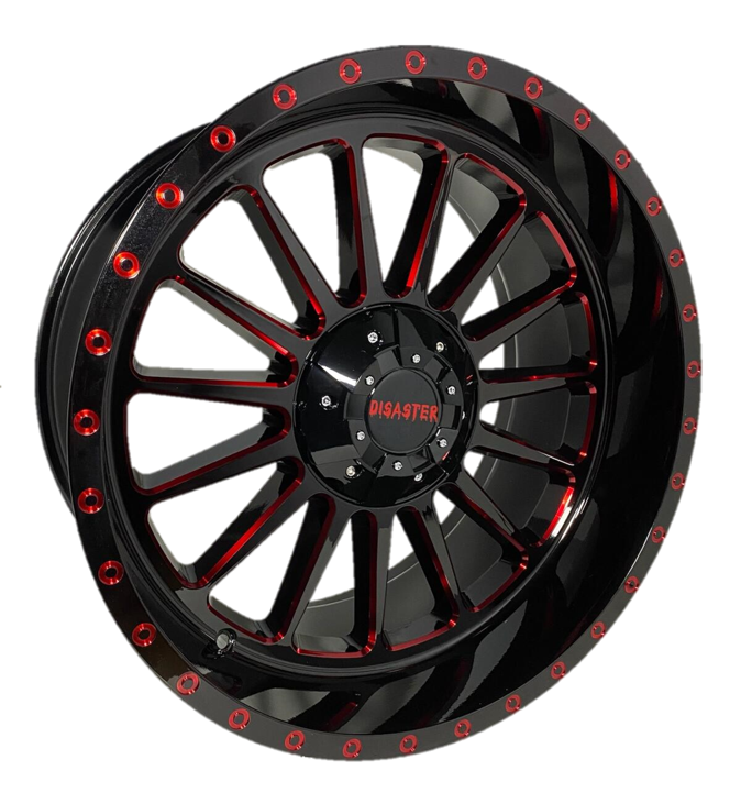 Offroad Disaster D96 20x10 -12 6x135/6x139.7 Gloss Black Candy Red Milled