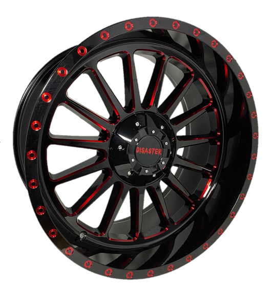 Offroad Disaster D96 20x10 -12 6x135/6x139.7 Gloss Black Candy Red Milled