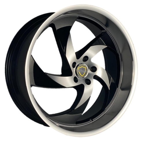 ELEGANCE DANGER 22x9.5 15 5x115 Gloss Black Machine Center, Machine Lip