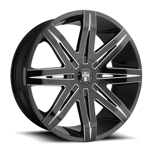 DUB 1PC S227 STACKS 22X9.5 33 5X114.3/5X120/5X4.5/120 GLOSS BLACK MILLED