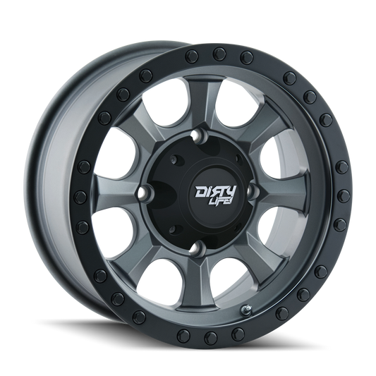 DIRTY LIFE IRONMAN 9300 14X7 13 4x110 MATTE GUNMETAL/BLACK BEADLOCK