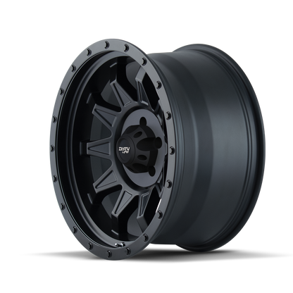 DIRTY LIFE ROADKILL 9301 17X8.5 -6 6x139.7 MATTE BLACK W/SIMULATED RING