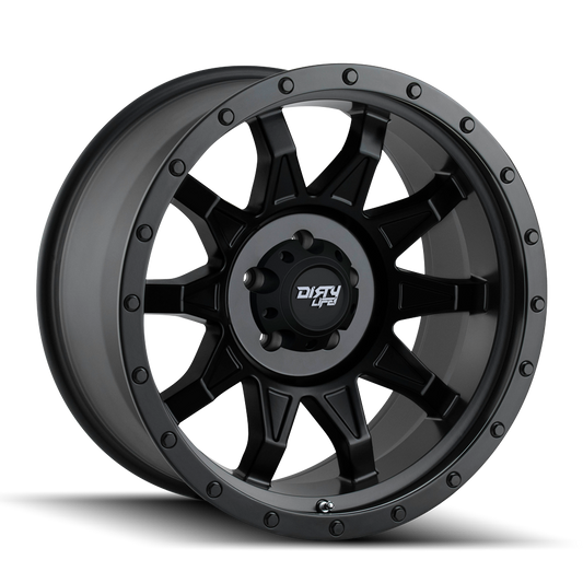 DIRTY LIFE ROADKILL 9301 18X9 0 6x135 MATTE BLACK W/SIMULATED RING