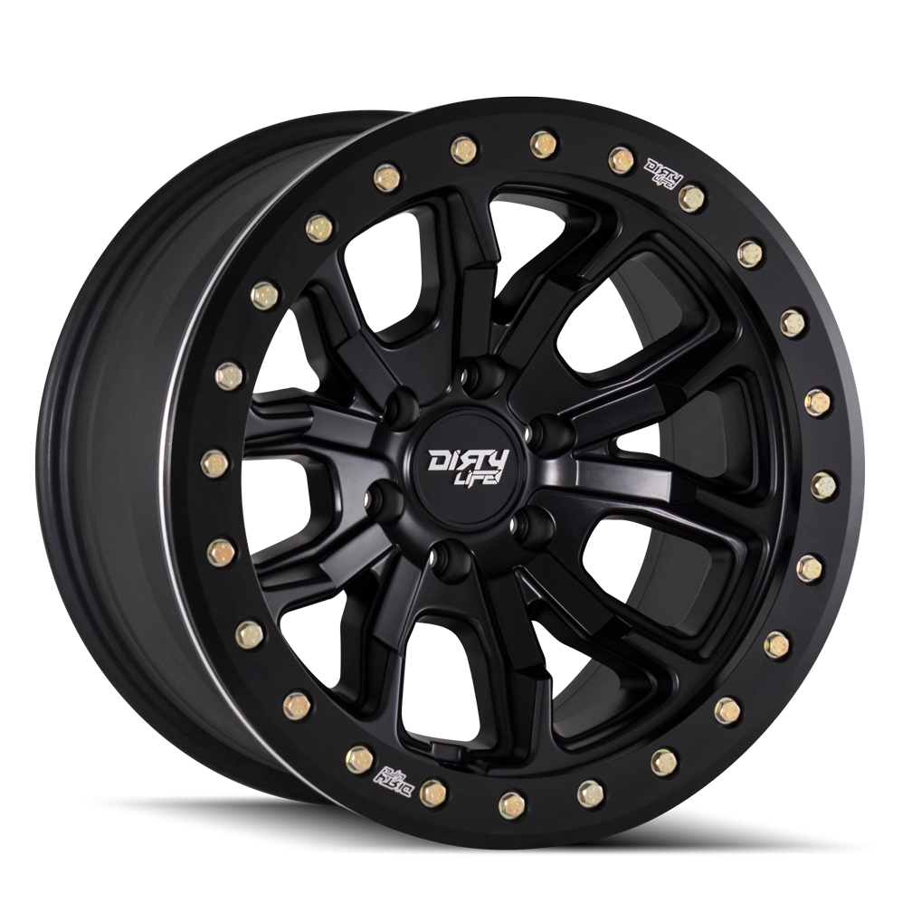 DIRTY LIFE DT-1 9303 17X9 -12 8x165.1 MATTE BLACK W/SIMULATED RING