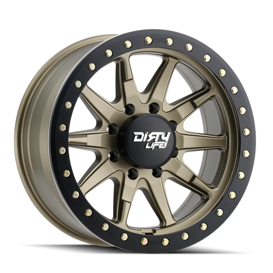 DIRTY LIFE DT-2 9304 17X9 -12 5x127 SATIN GOLD W/SIMULATED RING