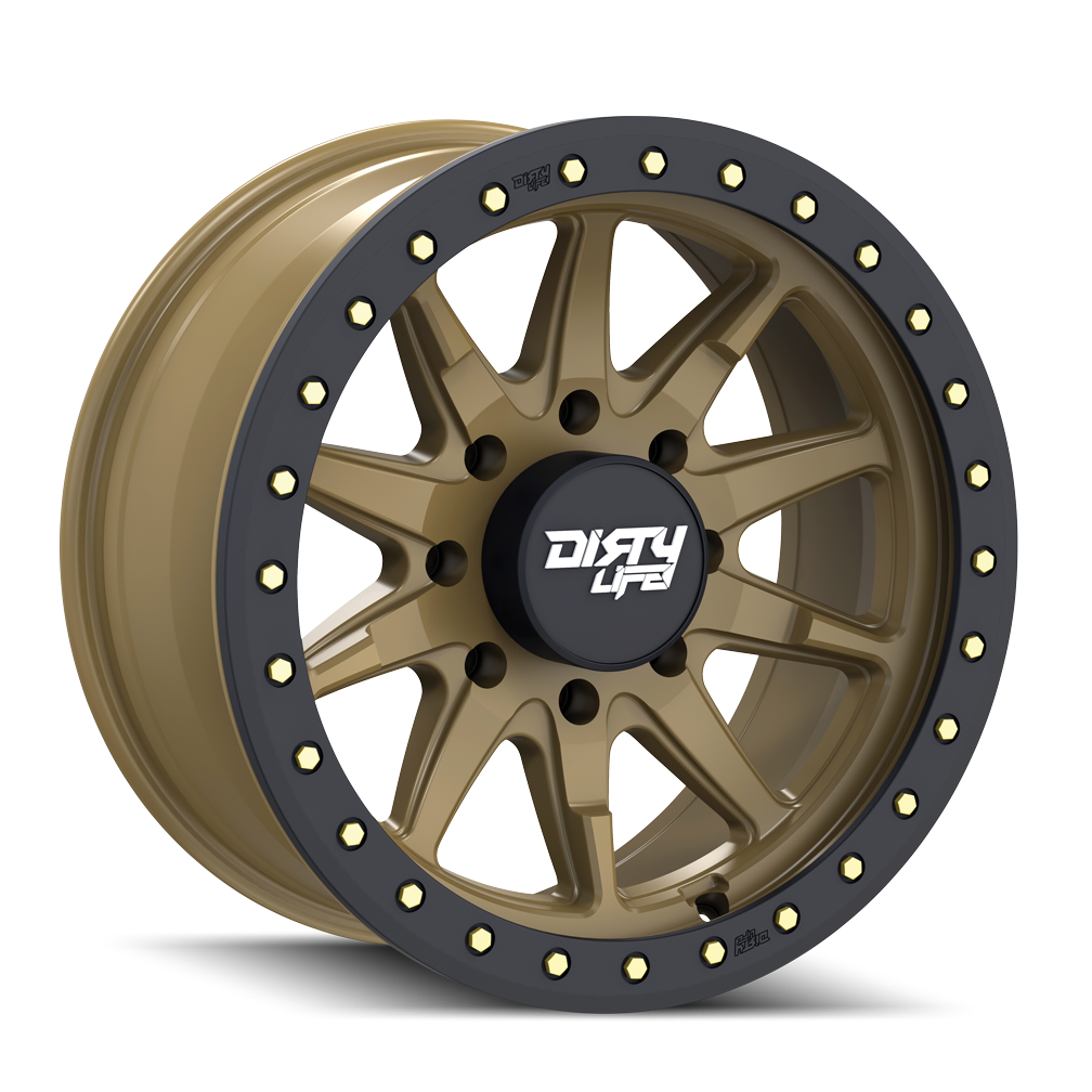 DIRTY LIFE DT-2 9304 17X9 -12 8x165.1 SATIN GOLD W/SIMULATED RING