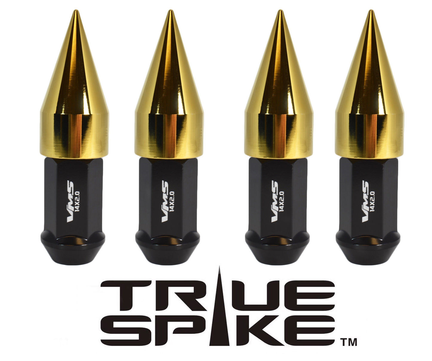 TRUE SPIKE Lug Nut Cap Aluminum-Spike 2 25mm Width 51mm Height Tip (4pc Set) LGC021