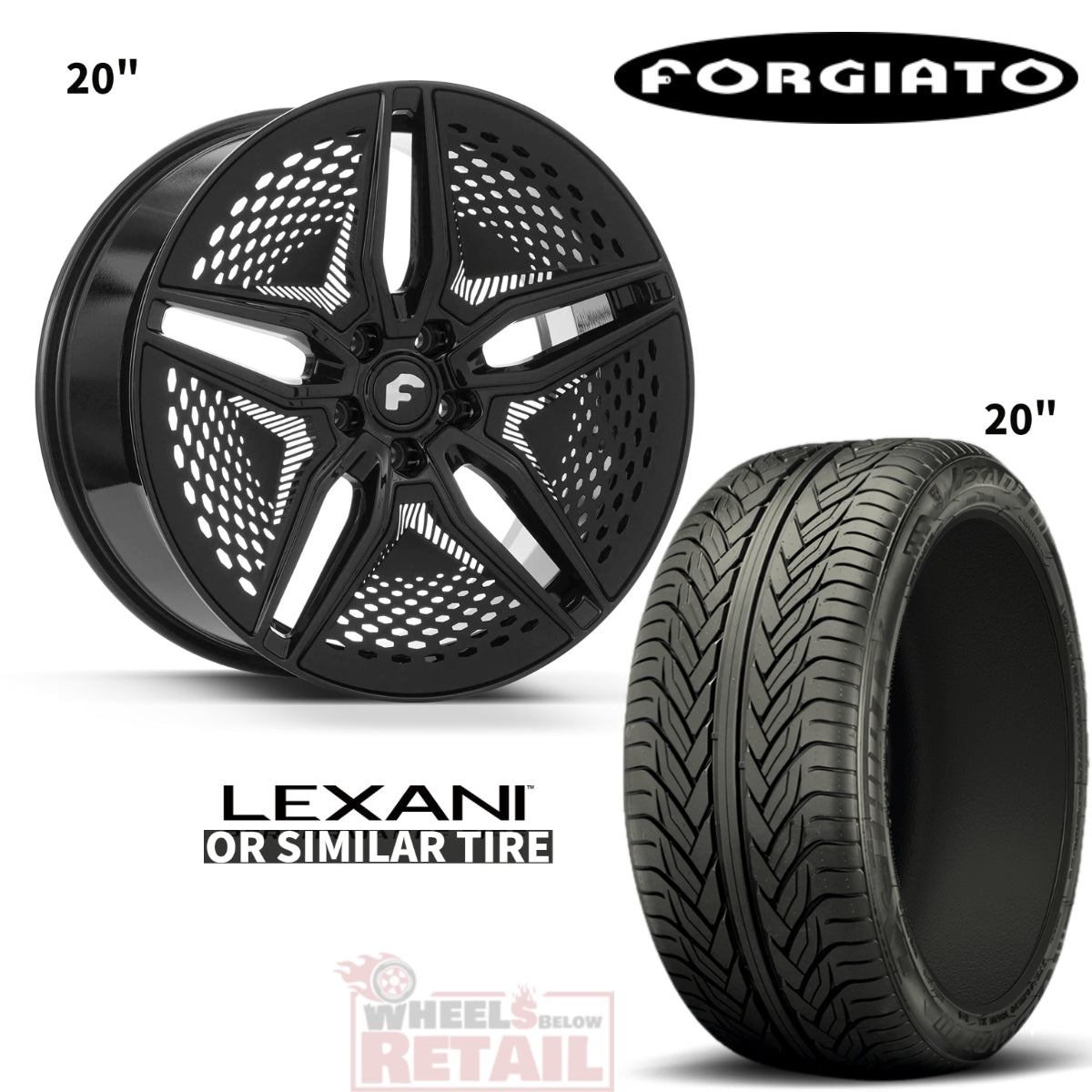 FORGIATO 20" WHEEL AND TIRES FITS TESLA MODEL 3 & Y STAGGERED EV 001