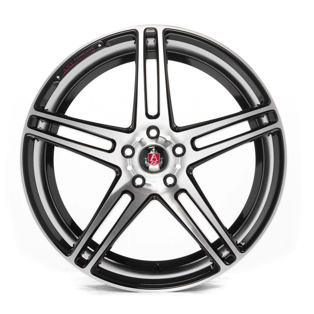 AXE EX12 20X9 38 BLANK BLACK AND POLISHED FACE Wheels Below Retail