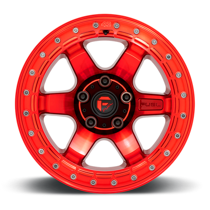 Fuel 1PC D123 BLOCK BEADLOCK 17X8.5 0 6X135/6X5.3 Candy Red With Candy Red Ring