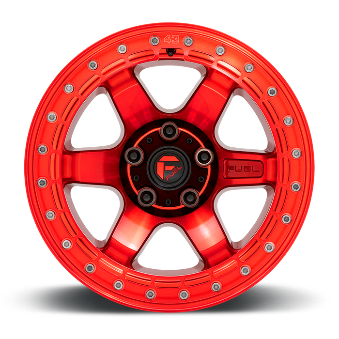 Fuel 1PC D123 BLOCK BEADLOCK 17X8.5 0 6X139.7/6X5.5 Candy Red With Candy Red Ring