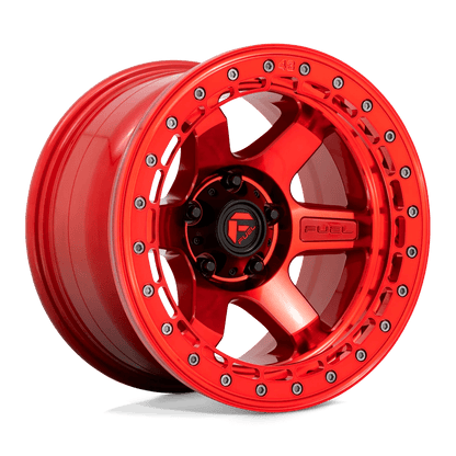 Fuel 1PC D123 BLOCK BEADLOCK 17X8.5 0 6X139.7/6X5.5 Candy Red With Candy Red Ring