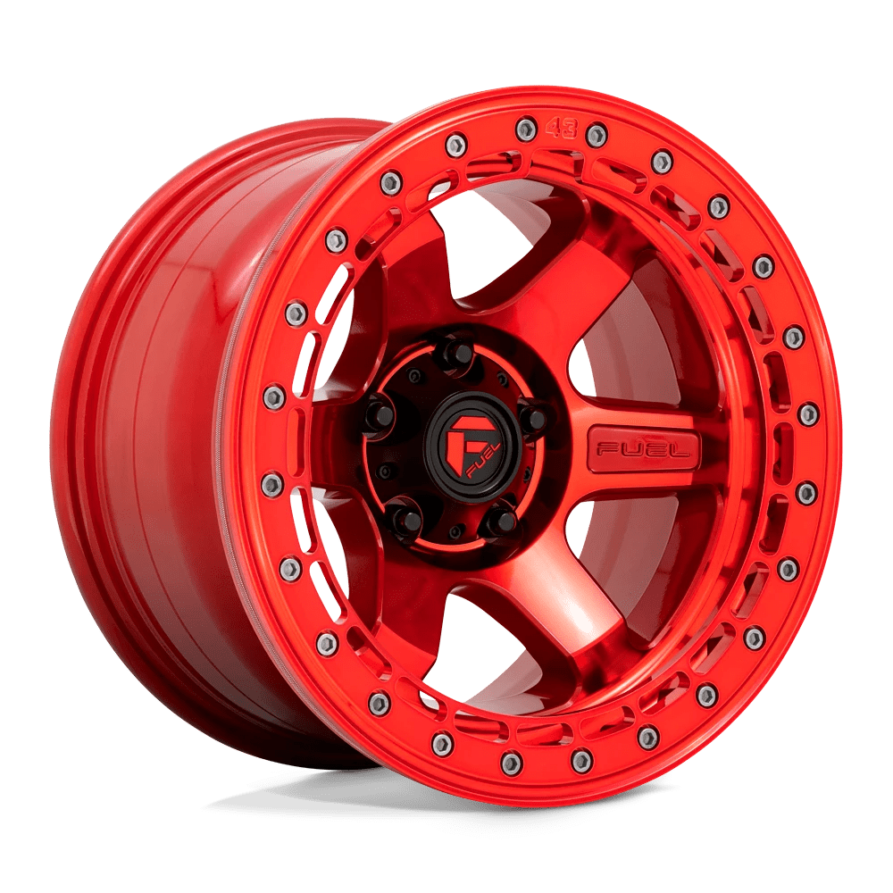 Fuel 1PC D123 BLOCK BEADLOCK 17X9 -15 6X139.7/6X5.5 Candy Red With Candy Red Ring