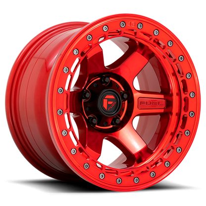 Fuel 1PC D123 BLOCK BEADLOCK 17X8.5 0 6X139.7/6X5.5 Candy Red With Candy Red Ring