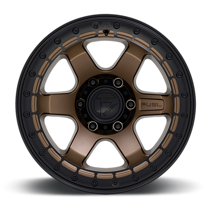 Fuel 1PC D124 BLOCK BEADLOCK 17X8.5 0 6X139.7/6X5.5 Matte Bronze With Matte Black Ring