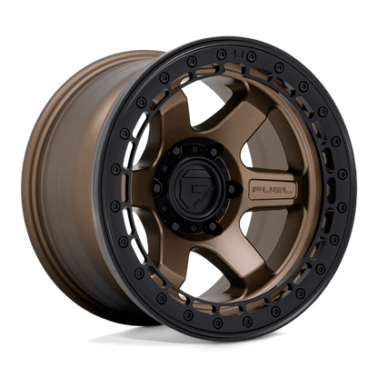 Fuel 1PC D124 BLOCK BEADLOCK 17X8.5 0 6X139.7/6X5.5 Matte Bronze With Matte Black Ring