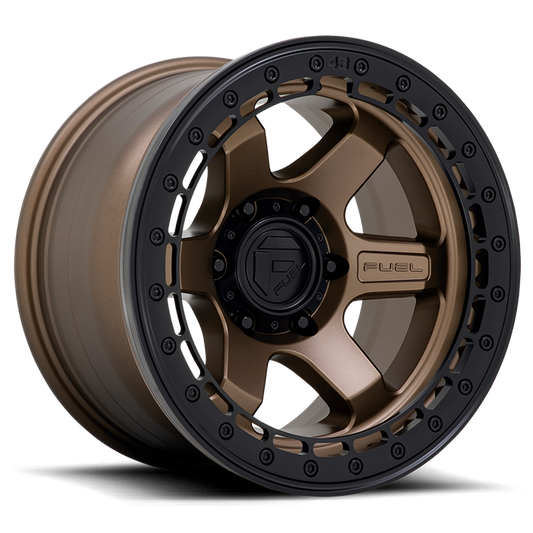 Fuel 1PC D124 BLOCK BEADLOCK 17X8.5 0 6X139.7/6X5.5 Matte Bronze With Matte Black Ring