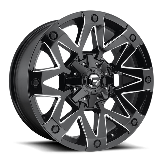 Fuel 1PC D555 AMBUSH 20X10 -18 8X165.1/8X6.5 GLOSS BLACK MILLED