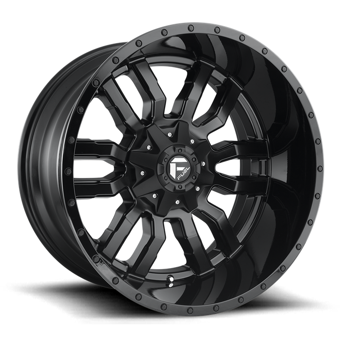 Fuel 1PC D596 SLEDGE 22X9.5 20 6X135/6X5.3/6X139.7/6X5.5 MATTE BLACK GLOSS BLACK LIP