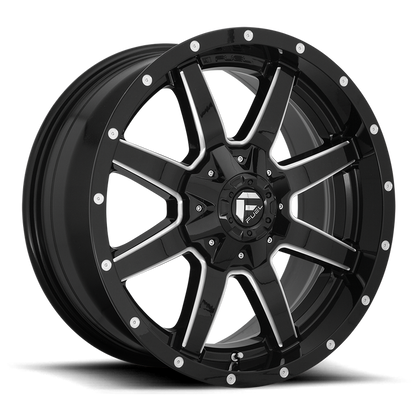 Fuel 1PC D610 MAVERICK 17X8.5 25 5X108/5X127/5X4.25/5.0 GLOSS BLACK MILLED
