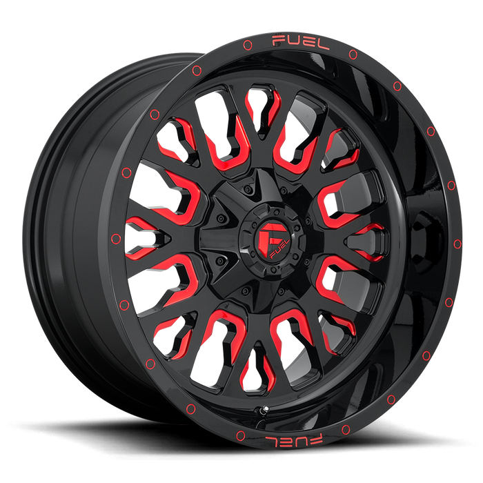 Fuel 1PC D612 STROKE 17x9 -12 5x114.3/5x127/5x4.5/5.0 GLOSS BLACK RED TINTED CLEAR