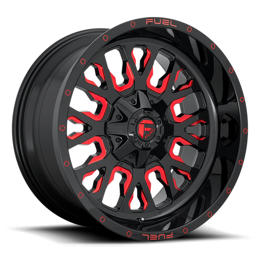 Fuel 1PC D612 STROKE 18x9 1 5x114.3/5x127/5x4.5/5.0 GLOSS BLACK RED TINTED CLEAR