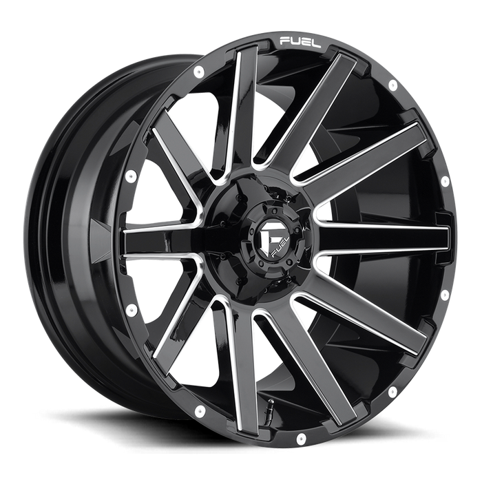 Fuel 1PC D615 CONTRA 20x10 -18 8x165.1/8x6.5 GLOSS BLACK MILLED