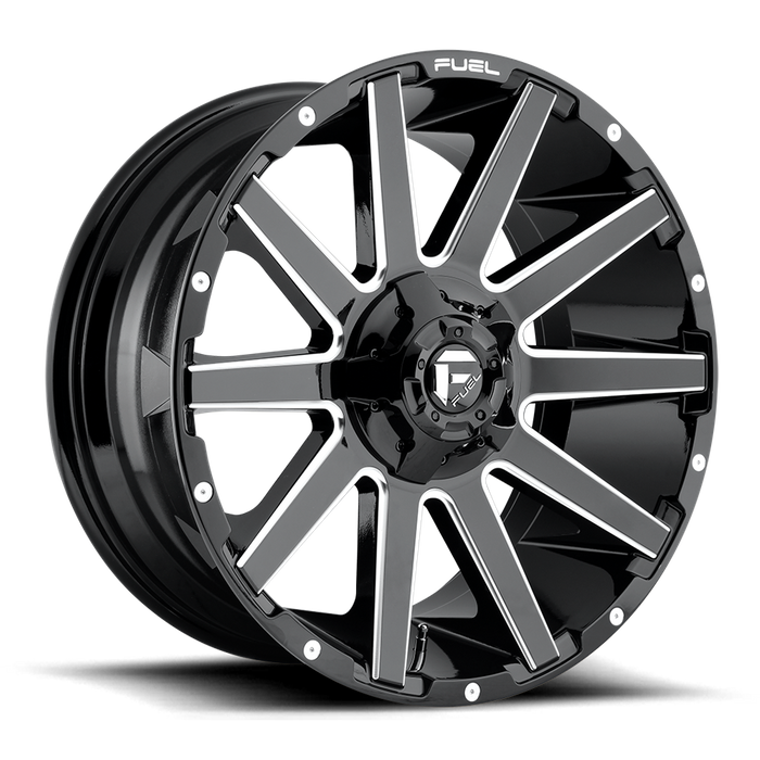Fuel 1PC D615 CONTRA 20x9 20 5x139.7/5x150/5x5.5/150 GLOSS BLACK MILLED