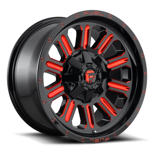 Fuel 1PC D621 HARDLINE 20x12 -44 5x114.3/5x127/5x4.5/5.0 GLOSS BLACK RED TINTED CLEAR