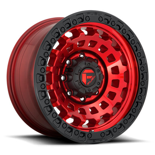 Fuel 1PC D632 ZEPHYR 18x9 -12 6x139.7/6x5.5 CANDY RED BLACK BEAD RING