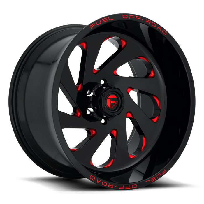 Fuel 1PC D638 VORTEx 20x12 -45 6x139.7/6x5.5 GLOSS BLACK RED TINTED CLEAR