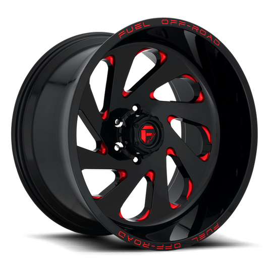 Fuel 1PC D638 VORTEx 20x10 -18 6x135/6X5.3 GLOSS BLACK RED TINTED CLEAR