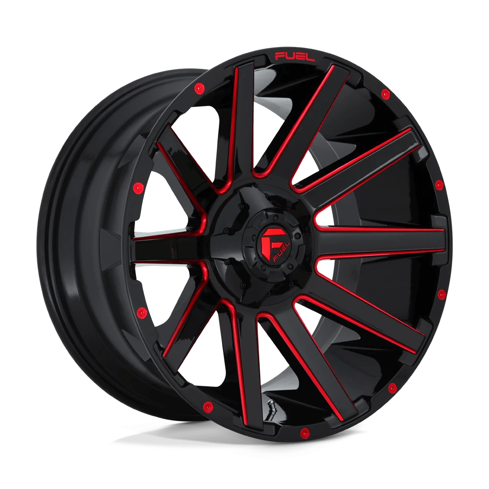 Fuel 1PC D643 CONTRA 24x12 -44 8x170/8x6.7 GLOSS BLACK RED TINTED CLEAR