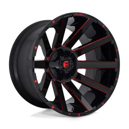 Fuel 1PC D643 CONTRA 24x14 -75 8x165.1/8x6.5 GLOSS BLACK RED TINTED CLEAR