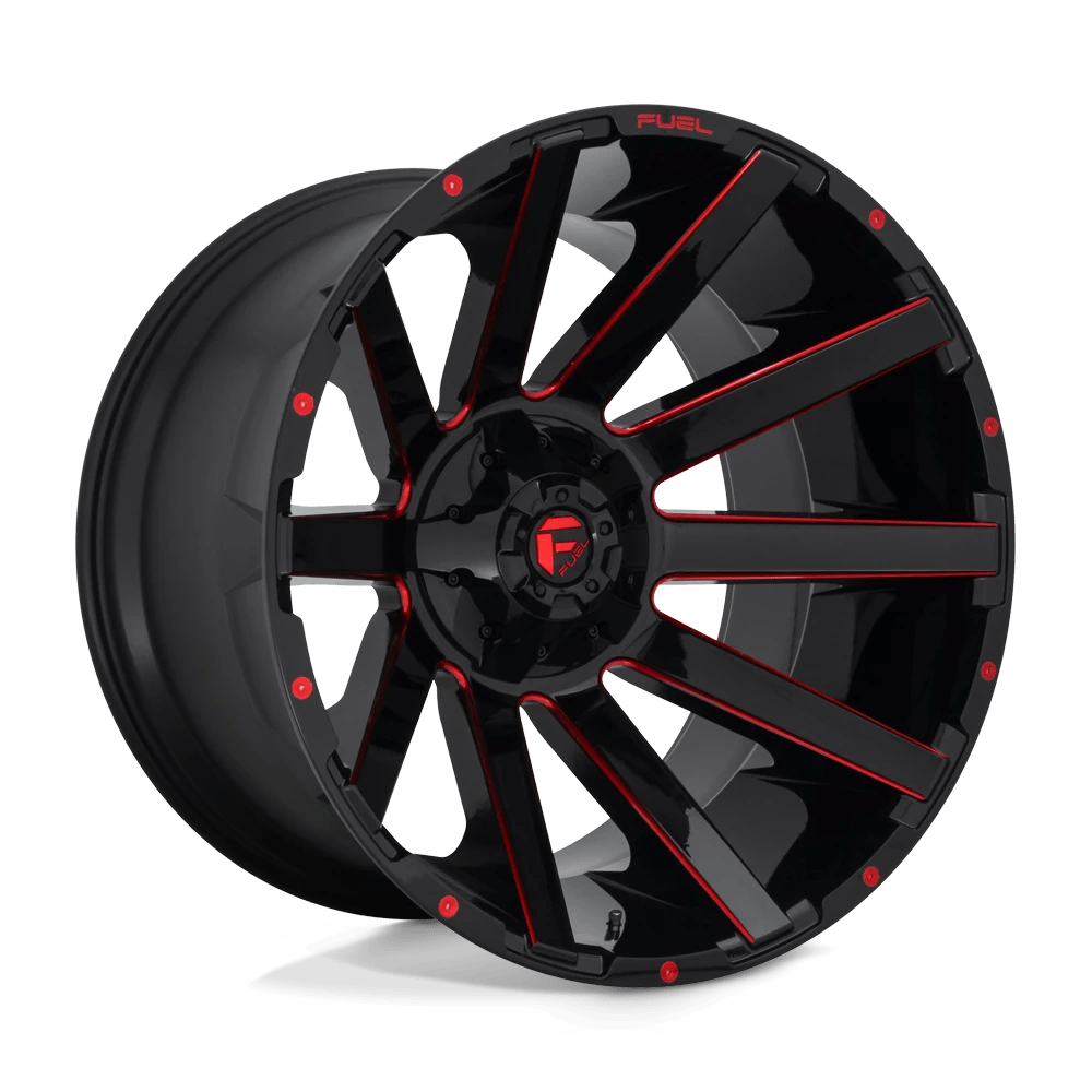 Fuel 1PC D643 CONTRA 24x14 -75 8x170/8x6.7 GLOSS BLACK RED TINTED CLEAR