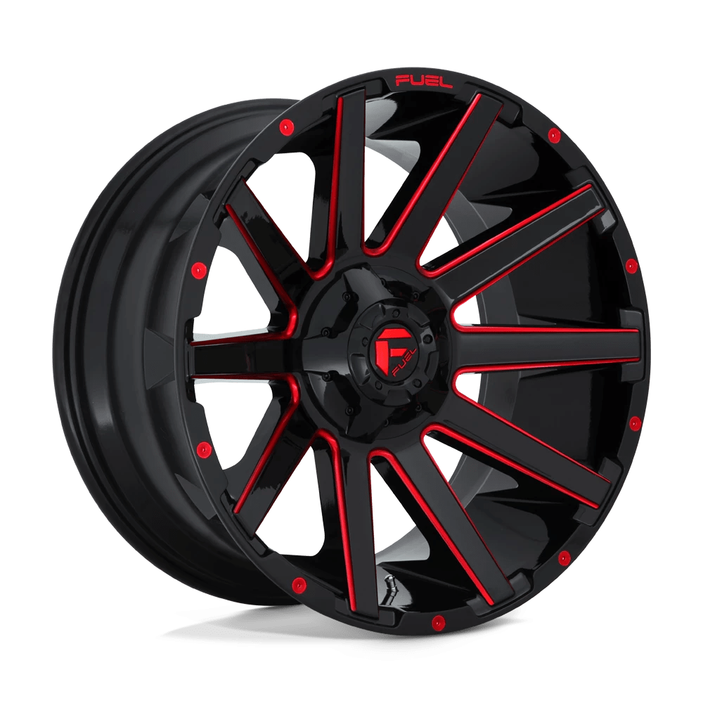 Fuel 1PC D643 CONTRA 24x12 -44 5x127/5x139.7/5x5.0/5.5 GLOSS BLACK RED TINTED CLEAR