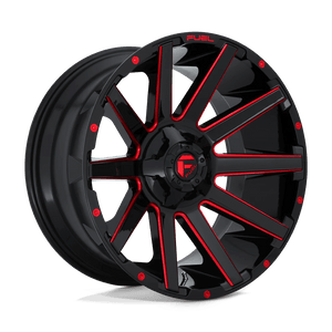 Fuel 1PC D643 CONTRA 24x12 -44 8x180/8x7.1 GLOSS BLACK RED TINTED CLEAR