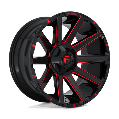 Fuel 1PC D643 CONTRA 24x12 -44 8x165.1/8x6.5 GLOSS BLACK RED TINTED CLEAR