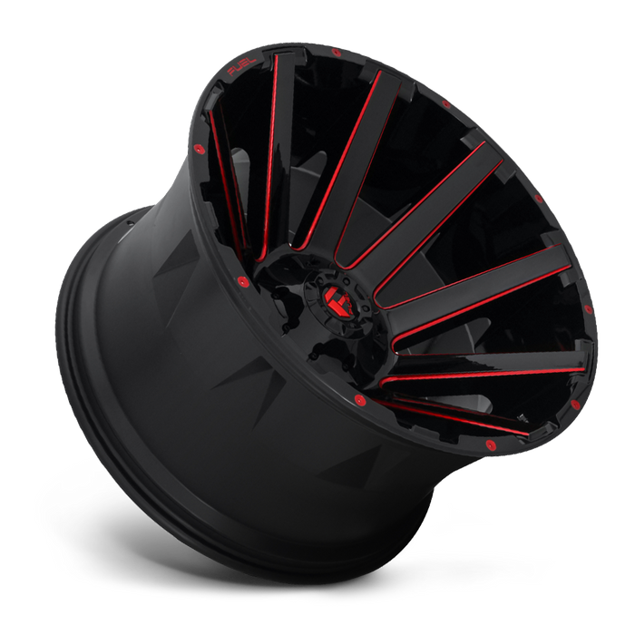 Fuel 1PC D643 CONTRA 24x14 -75 8x180/8x7.1 GLOSS BLACK RED TINTED CLEAR