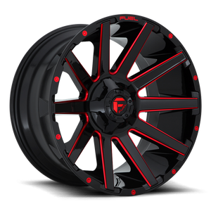 Fuel 1PC D643 CONTRA 22x10 -18 8x165.1/8x6.5 GLOSS BLACK RED TINTED CLEAR