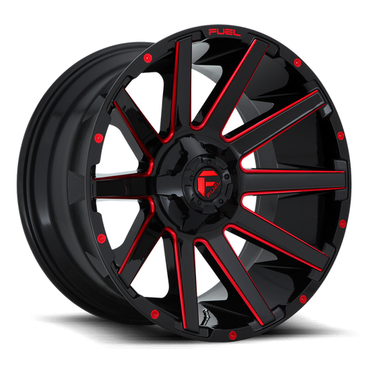 Fuel 1PC D643 CONTRA 22x10 -18 8x180/8x7.1 GLOSS BLACK RED TINTED CLEAR
