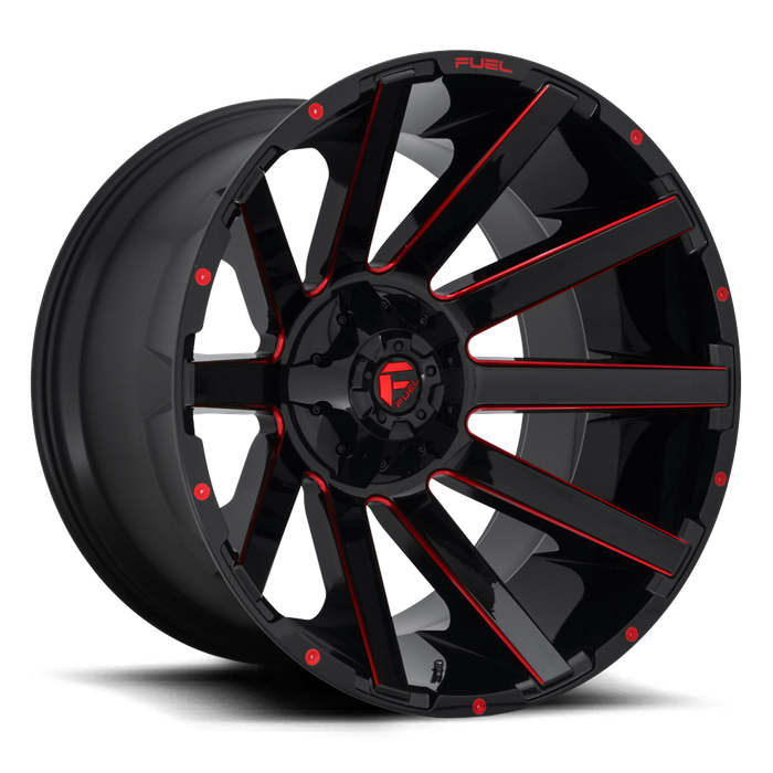 Fuel 1PC D643 CONTRA 24x12 -44 8x170/8x6.7 GLOSS BLACK RED TINTED CLEAR
