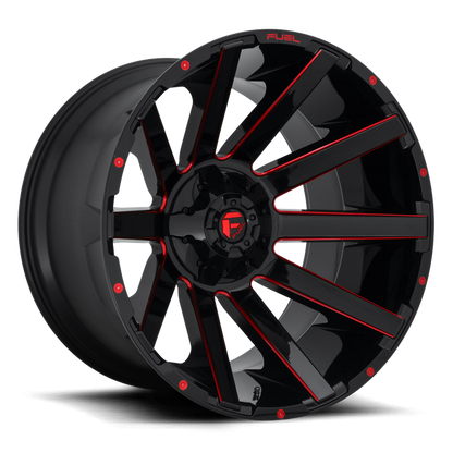 Fuel 1PC D643 CONTRA 24x12 -44 6x135/6x139.7/6x135/5.5 GLOSS BLACK RED TINTED CLEAR