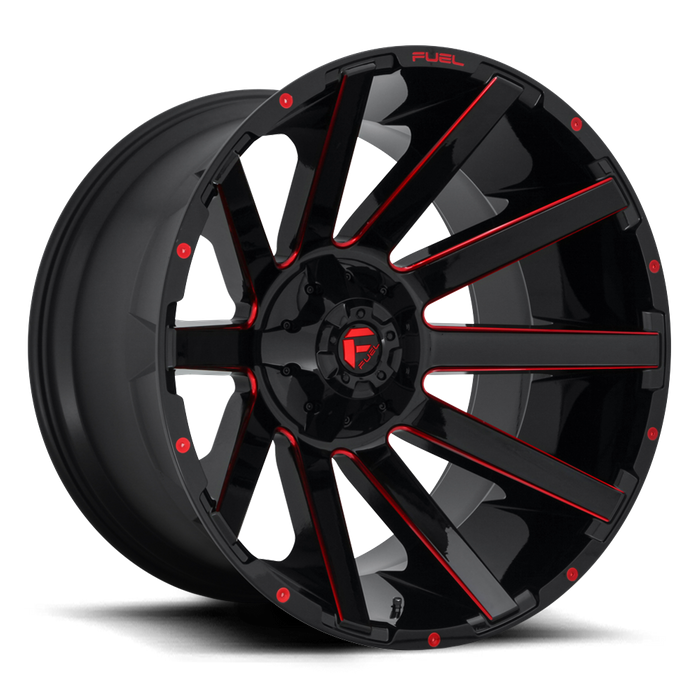 Fuel 1PC D643 CONTRA 24x14 -75 8x165.1/8x6.5 GLOSS BLACK RED TINTED CLEAR